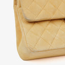 Chanel Medium Classic Vintage Double Flap-väska Beige Mocka 24K Guldpläterad Metall