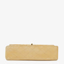 Chanel Medium Classic Vintage Double Flap-väska Beige Mocka 24K Guldpläterad Metall