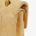 Chanel Medium Classic Vintage Double Flap-väska Beige Mocka 24K Guldpläterad Metall