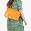 Chanel Jumbo Clasic Double Flap Patent Quilted Leather With Silver-tone Hardware
