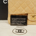 Chanel Medium Classic Vintage Double Flap-väska Beige Mocka 24K Guldpläterad Metall