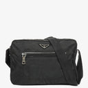 Prada Black Tessuto and Saffiano Leather Shoulder Bag