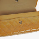 Chanel Double Flap Bag Yellow Quilted Patent Leather With Silver-Tone Hardware
