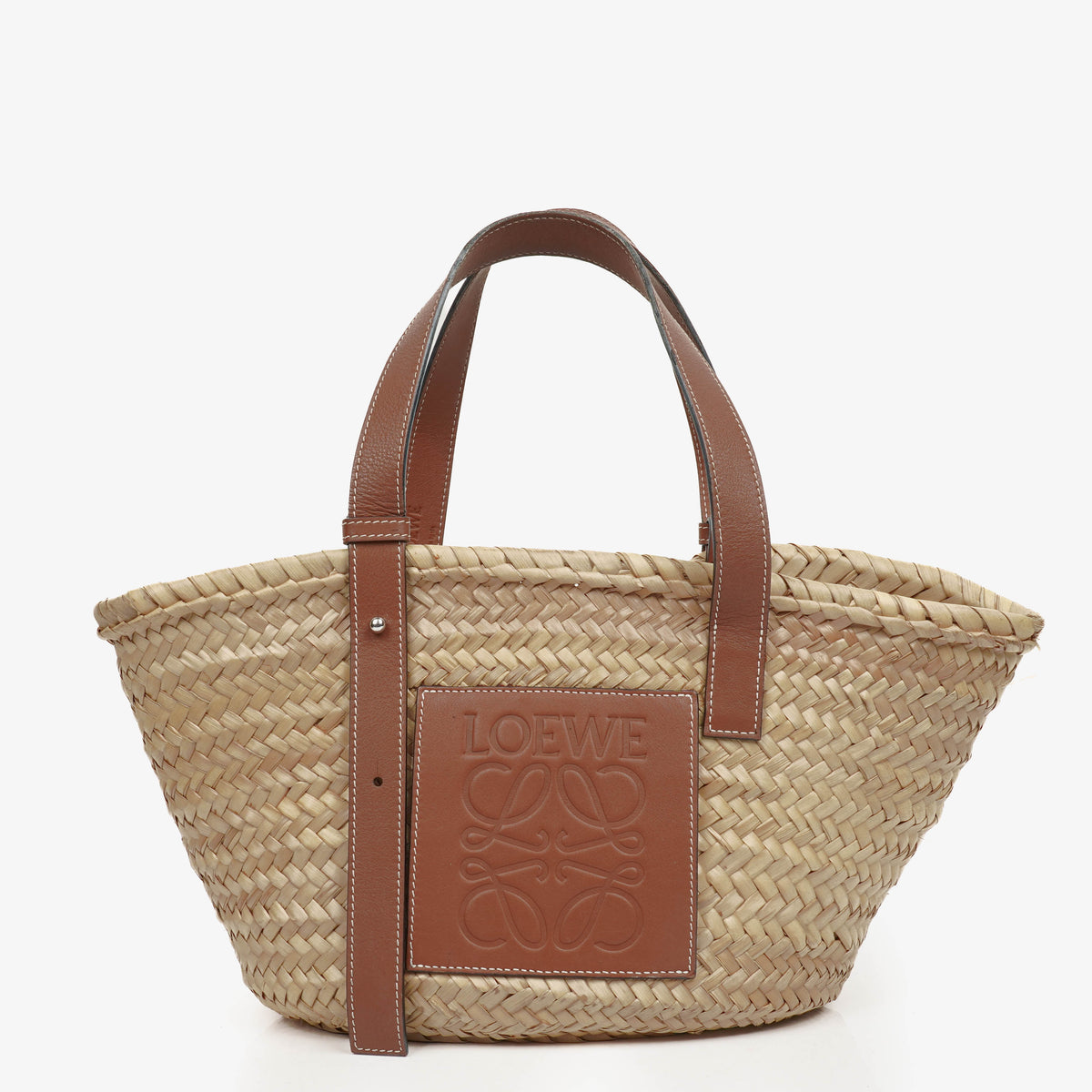 Loewe Neutral/Brown Raffia Basket Bag