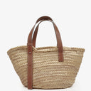 Loewe Neutral/Brown Raffia Basket Bag