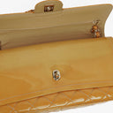 Chanel Double Flap Bag Yellow Quilted Patent Leather With Silver-Tone Hardware