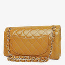 Chanel Double Flap Bag Yellow Quilted Patent Leather With Silver-Tone Hardware