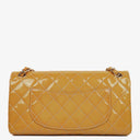 Chanel Double Flap Bag Yellow Quilted Patent Leather With Silver-Tone Hardware