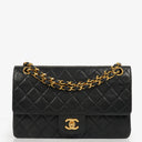 Chanel Medium Vintage Classic Double Flap Bag in Quilted Black Lambskin with 24K Gold-Plated Hardware