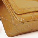 Chanel Double Flap Bag Yellow Quilted Patent Leather With Silver-Tone Hardware