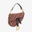 Christian Dior Small Beige/Burgundy Trotter Saddle Bag