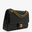 Chanel Medium Vintage Classic Double Flap Bag in Quilted Black Lambskin with 24K Gold-Plated Hardware