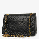 Chanel Medium Vintage Classic Double Flap Bag in Quilted Black Lambskin with 24K Gold-Plated Hardware