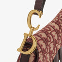 Christian Dior Small Beige/Burgundy Trotter Saddle Bag