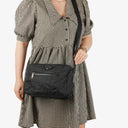 Prada Black Tessuto and Saffiano Leather Shoulder Bag