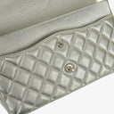 Chanel Classic Metallic Green Quilted Lambskin Jumbo Double Flap Bag