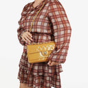 Chanel Double Flap Bag Yellow Quilted Patent Leather With Silver-Tone Hardware