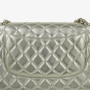 Chanel Classic Metallic Green Quilted Lambskin Jumbo Double Flap Bag