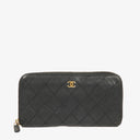 Chanel Black Caviar Leather Zip Wallet