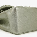 Chanel Classic Metallic Green Quilted Lambskin Jumbo Double Flap Bag