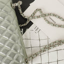 Chanel Classic Metallic Green Quilted Lambskin Jumbo Double Flap Bag