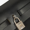 Hermes Herbag PM Vache Hunter Noir Canvas 2 Way With Palladium Hardware