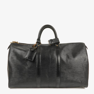 Louis Vuitton Keepall 45 Black EPI Leather Travel Bag
