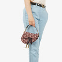 Christian Dior Small Beige/Burgundy Trotter Saddle Bag