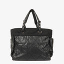 Chanel Paris-Biarritz Black Quilted Coated Canvas Grand Shopping Tote Bag