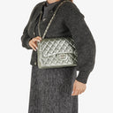Chanel Classic Metallic Green Quilted Lambskin Jumbo Double Flap Bag