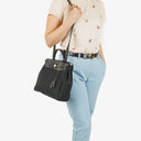 Hermes Herbag PM Vache Hunter Noir Canvas 2 Way With Palladium Hardware