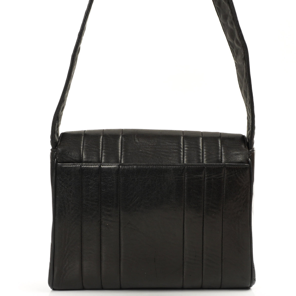 Chanel Maxi Logo Crossbody Flap Bag Black Vertical Quilted Lambskin 24K Gold-Plated Hardware