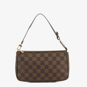 Louis Vuitton Pochette Accessoires Damier Ebene Canvas Clutch Handbag