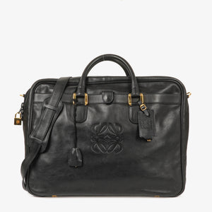 Loewe Black Leather Anagram Travel Bag