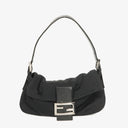 Fendi Black Cloth Baguette Bag