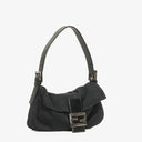 Fendi Black Cloth Baguette Bag