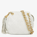 Chanel CC Double Chain White Shoulder Bag