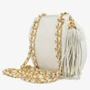 Chanel CC Double Chain White Shoulder Bag