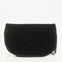 Chanel Petit sac à rabat demi-lune en velours noir