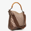 Gucci Bamboo Top Handle Brown/Pink Canvas And Leather Hobo Bag