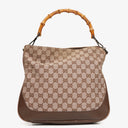 Gucci Bamboo Top Handle Brown/Pink Canvas And Leather Hobo Bag