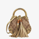 Gucci Mini Babouska Indy Beige/Gold GG Crystal Coated Canvas Top Handle Bag