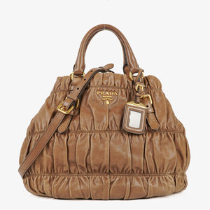 Prada Nappa Gaufre Leather Brown Shoulder Bag
