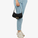 Fendi Black Cloth Baguette Bag