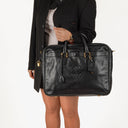 Loewe Black Leather Anagram Travel Bag