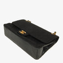 Chanel Medium Classic Double Flap Bag Black Quilted Jersey With 24K Gold-Plated Hardware