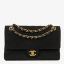 Chanel Medium Classic Double Flap Bag Black Quilted Jersey With 24K Gold-Plated Hardware