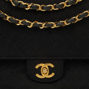 Chanel Medium Classic Double Flap Bag Black Quilted Jersey With 24K Gold-Plated Hardware