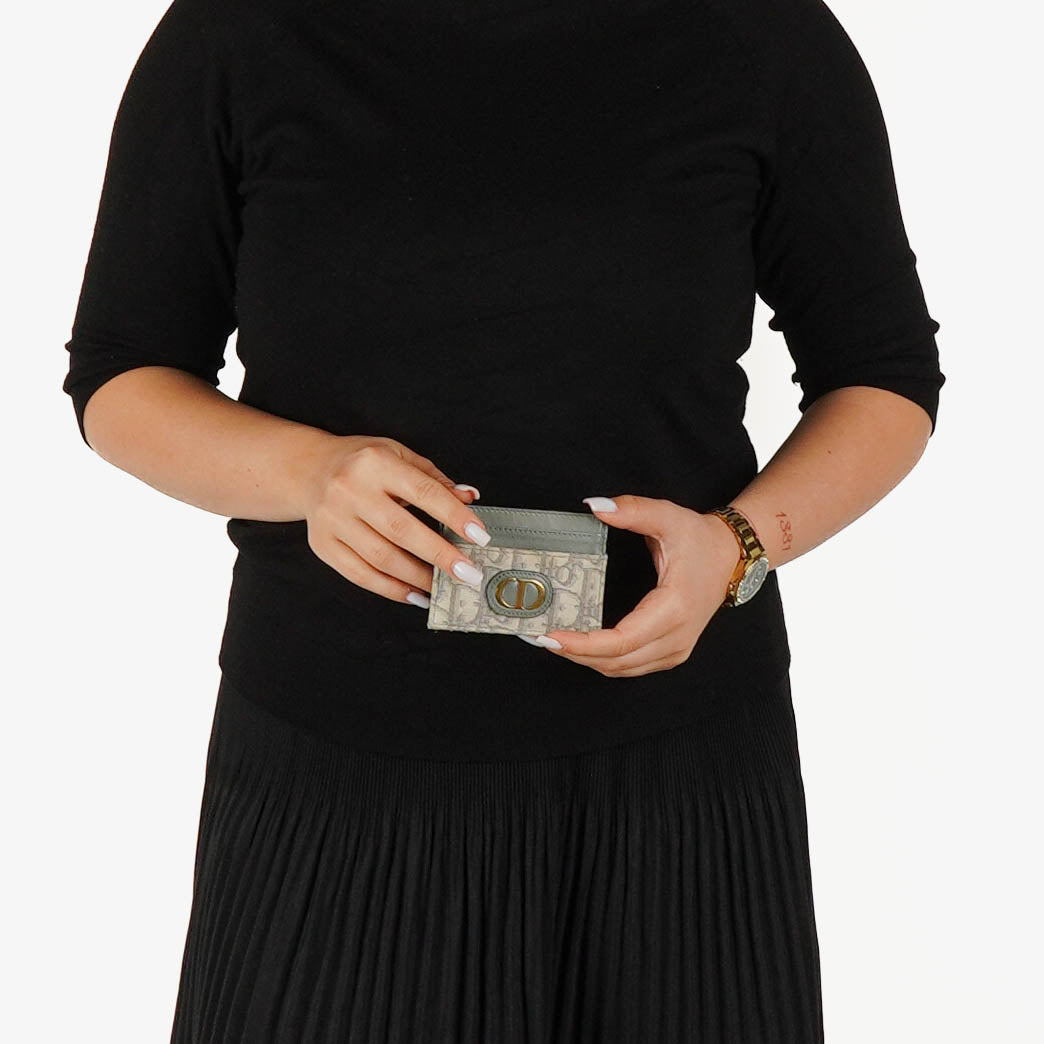 Christian Dior Gray Oblique Jacquard 30 Montaigne Freesia Card Holder