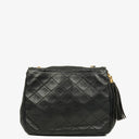 Chanel Vintage CC Diamond Black Quilted Lambskin Tassel Bag